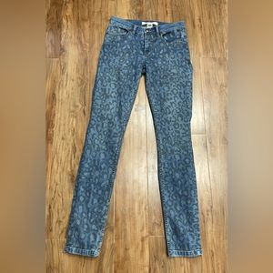 Marc Jacobs Leopard Print Denim Straight Leg Jeans 27/33